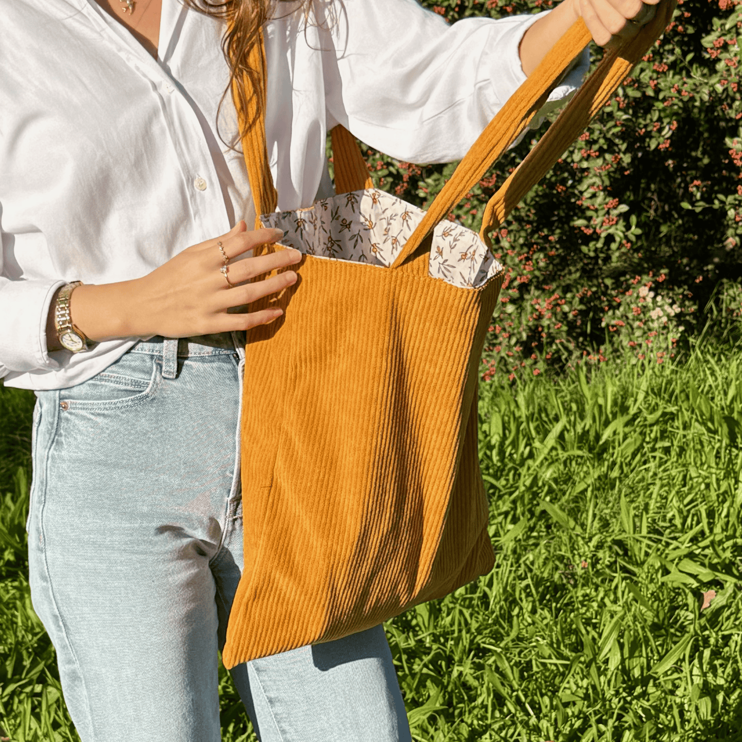 Sac velours jaune