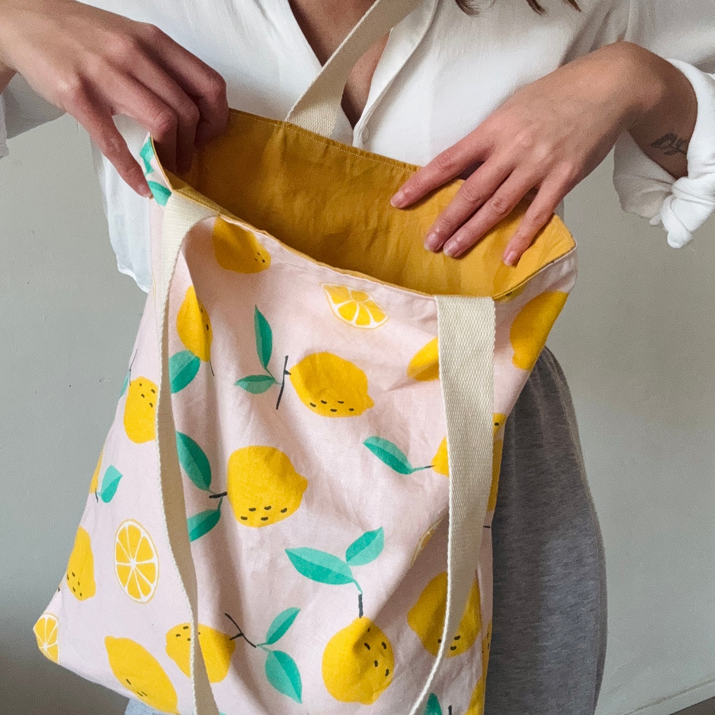 Totebag citron jaune