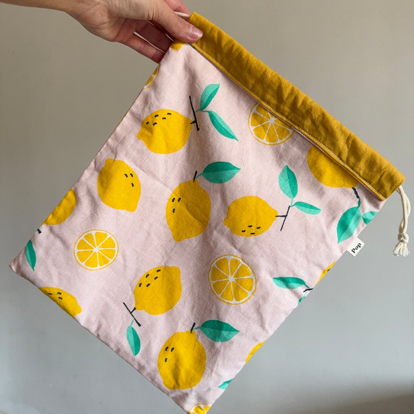 Sac pochon citron jaune (grand)